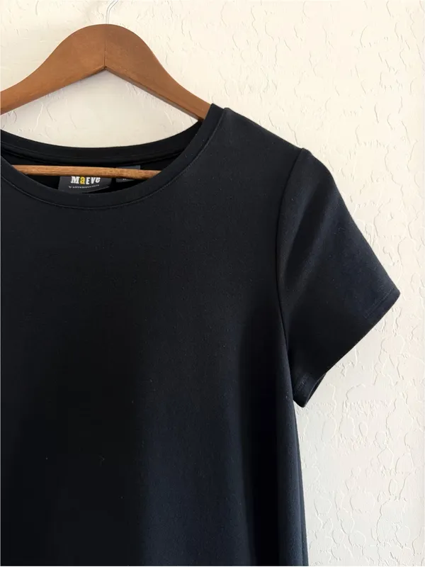 ANTHROPOLOGIE Maeve Black Flounced Eyelet Mini Shift Dress Size S - Image 6