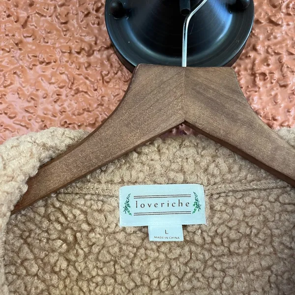 Loveriche Sherpa And Faux Suede Shacket Boxy Tan Size Large - Image 5