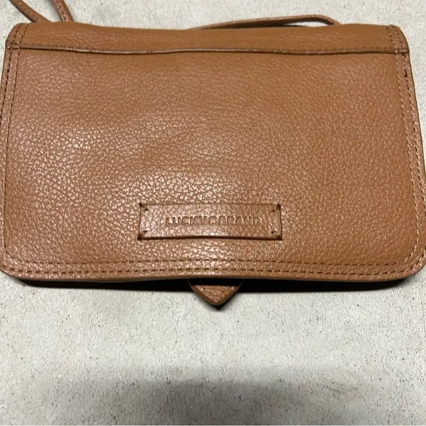 Lucky Brand Liza Convertible Wallet Crossbody Brown 100% Leather Pebbled - Image 3