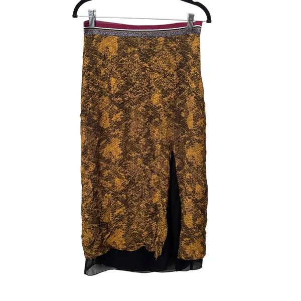 SAYLOR Snake Print Midi Skirt Yellow‎ Medium - Image 2