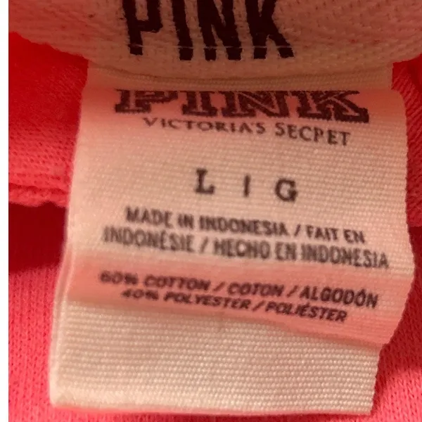 PINK Victoria's Secret Love Pink 1/4 Zip Sweatshirt Neon Logo Sleeve Large - Image 8