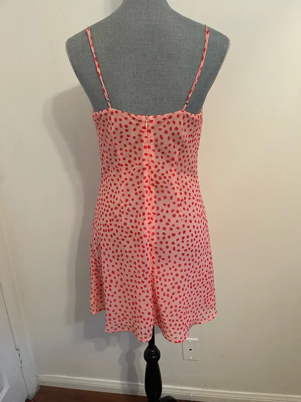 Runaway Clothes Mini Pink Dress with Red Polka Dots. Size Small - Image 4