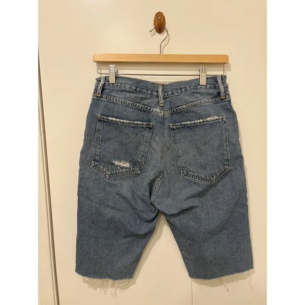 AGOLDE Waist High Rise Frayed Denim Distressed Bermuda Shorts Jamie 26 - Image 4