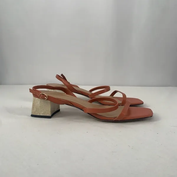 Pedro Square Toe Heeled Sandal in Rust Size 9 or 39‎ Red - Image 5
