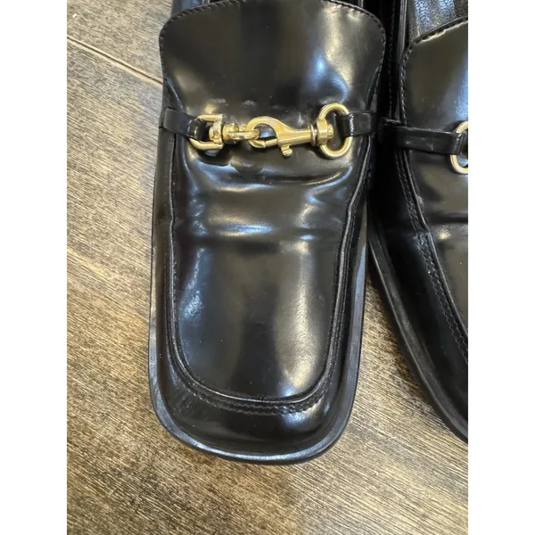 Vintage Coach Made in Italy 2" Block Heel Black Leather Y2K Horse‎ Bit Size 8N - Image 10