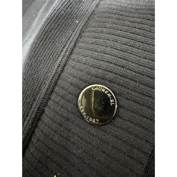 Y2K Lauren Ralph Lauren‎ Cardigan Snap Front SweatJacket w/Pockets Collar PM - Image 3