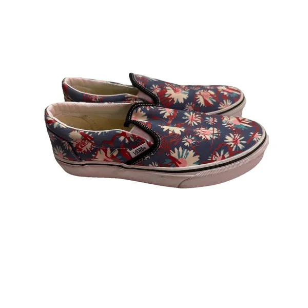 Vans Classic Slip On Shoes Crew Floral Red Canvas Skater‎ W Sz 6.5 / M Sz 5 - Image 4