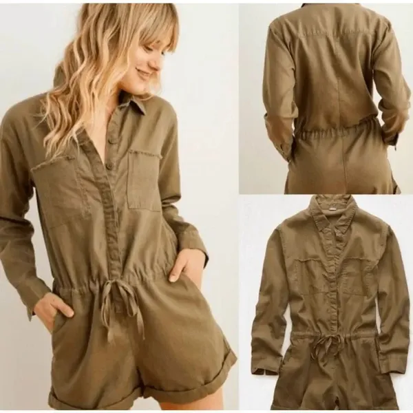 Aerie olive green military mechanic S new romper - Image 2