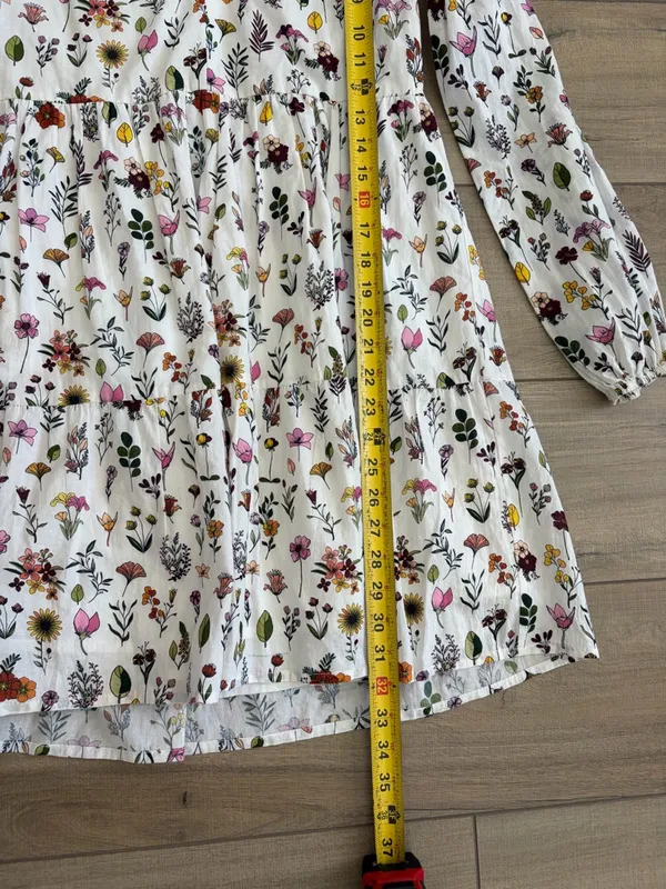 Tuckernuck Hampton House Ivory Floral Botanical Long Sleeve Boho Mini Dress XS - Image 10