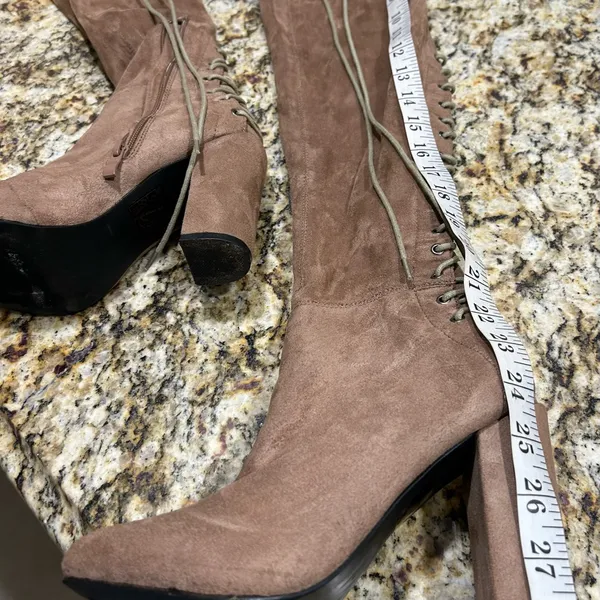 EGO Lace-Up Over-the-Knee Suede Boots in Brown size 4 great condition - Image 2