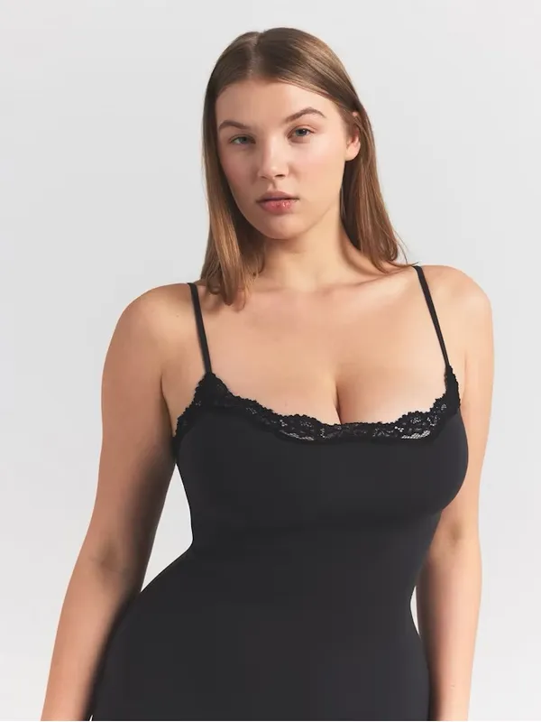 NWT Skims fits everybody long lace slip dress size large in onyx - Image 2