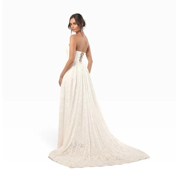 Lulus Shiori White Lace Bustier Basque Waist Strapless Maxi Dress size M NWT - Image 6