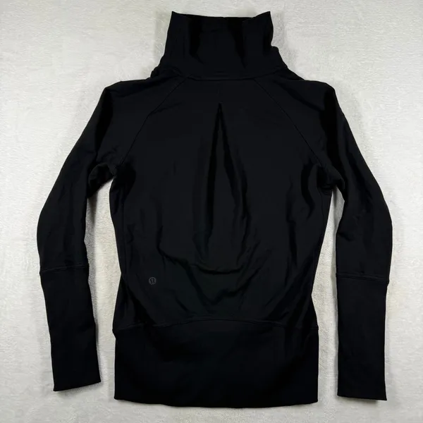 Lululemon High Lines Pullover Black Funnel Neck Pleated Back Pullover Size 2 - Image 7