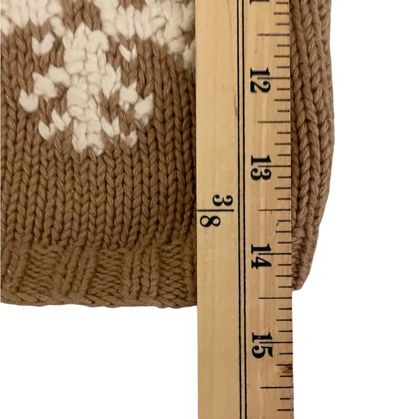 EDDIE BAUER Tan/White Snowflake Design Knit Button-Down Cardigan - Size Medium - Image 10