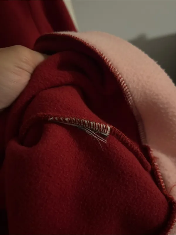 Women’s Red Fleece Turtleneck Fleece Pullover with Pink Trim - Image 4