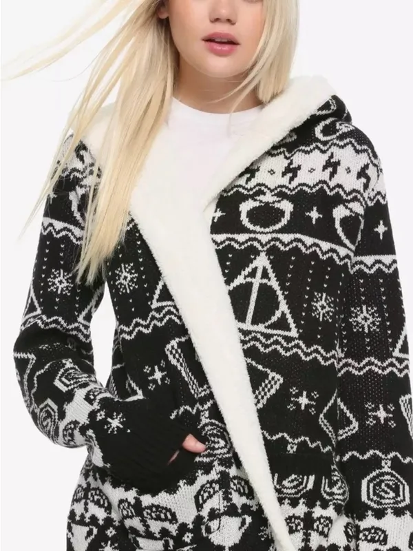 Harry Potter Fair Isle Open Cardigan Hooded Sweater - Image 4