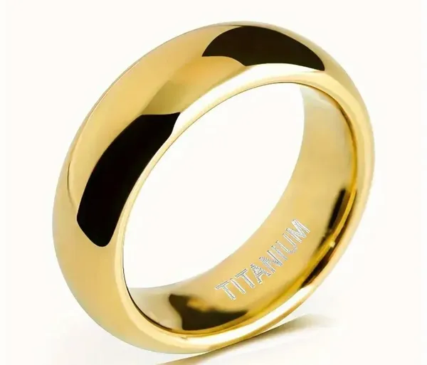 Men’s Titanium Steel Golden with Gloss Finish 6mm Band Size 12 NWT - Image 2