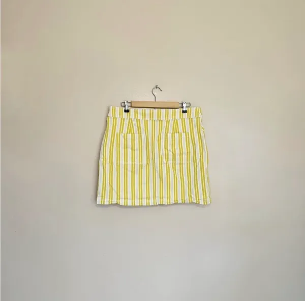 SALE! Yellow Stripe LOFT Cotton Skirt Size 14 EUC - Image 2