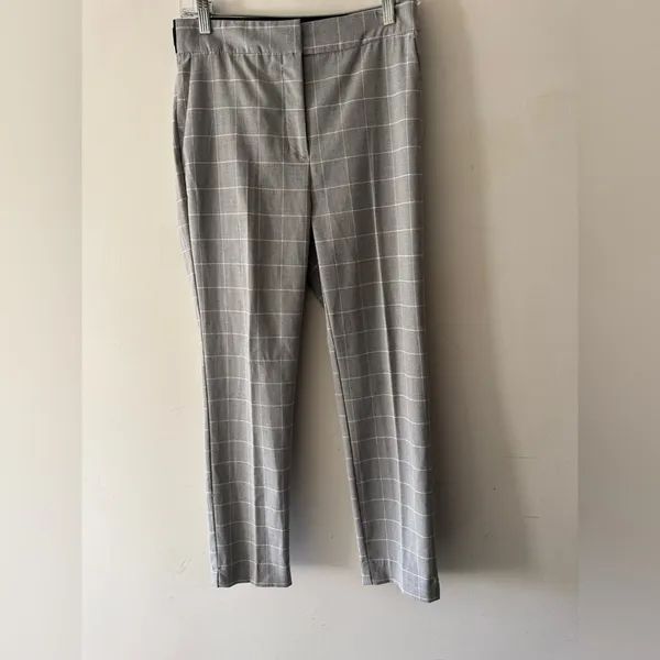 Zara‎ Basic Gray Checkered Plaid Pants Elastic Back Waist - Image 2