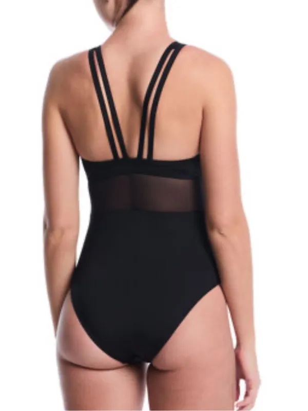 Nike Women's Mesh Inset One-Piece Swimsuit Black Tummy control Sz XL - Image 2