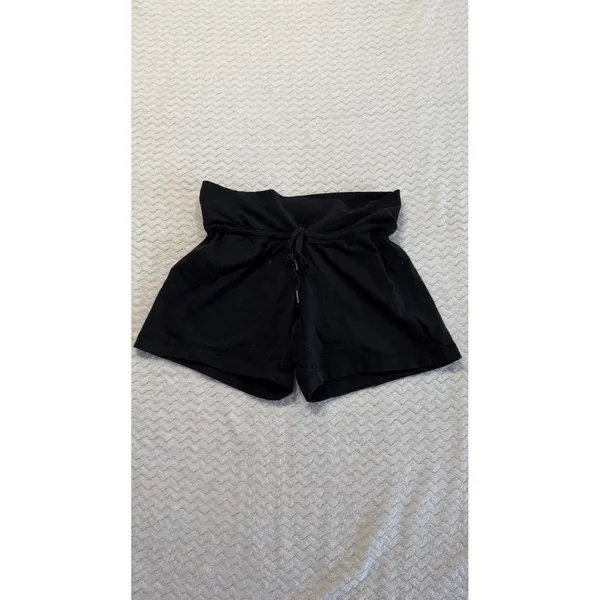 Lululemon Black Fold Over Waist Drawstring Athletic Shorts Size 4 - Image 2
