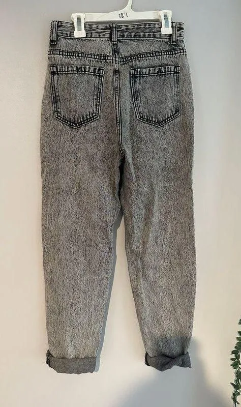 Black Ripped Mom High Rise Jeans - Image 2