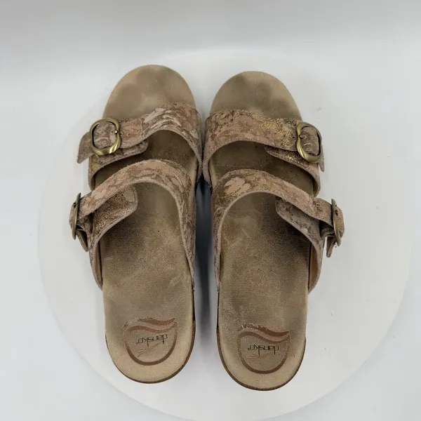 Dansko Sophie Metallic Leather Wedge Buckle Sandals Mules‎ EU 39 US 8.5 - Image 6