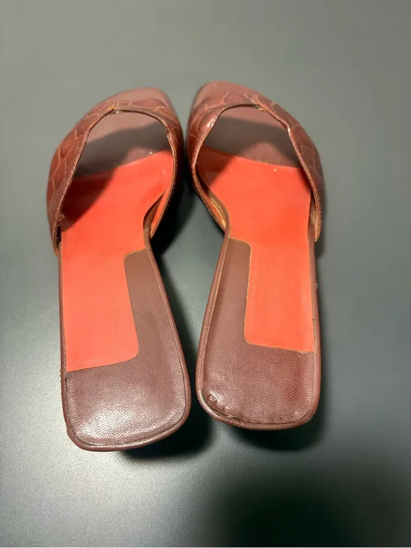 NINE WEST Vintage 90s Brown and Orange Kitten Heels - Image 4