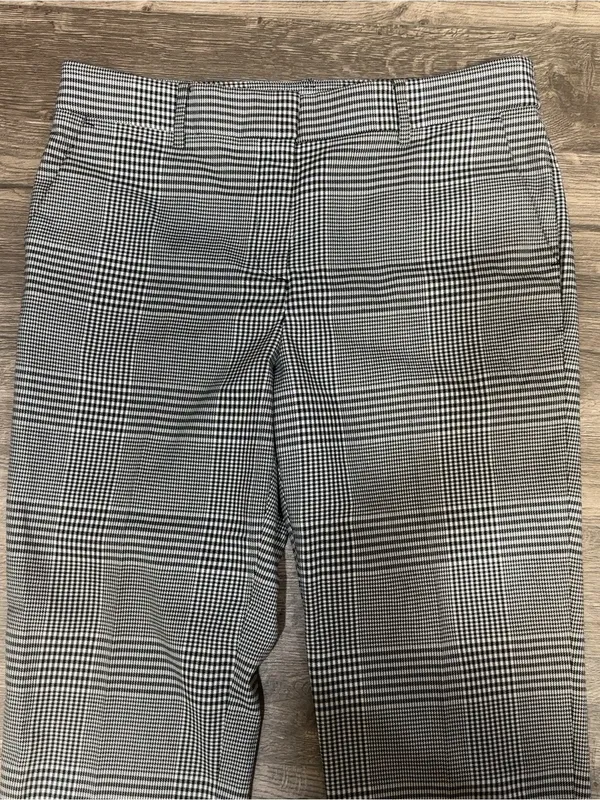 LOFT The Riviera Slim Plaid Ankle Pants Black White Size 10 - Image 5