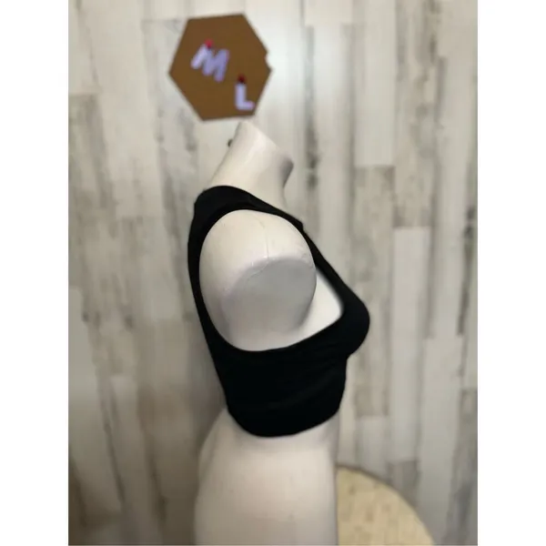 Bozzolo Black Crop Top Womens Medium Ribbed Athletic Tank Sleeveless Stretch - Image 6