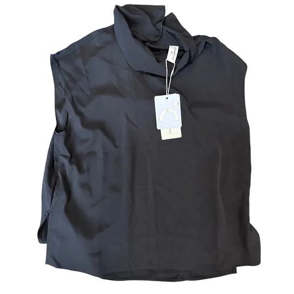 Commense Elegant Leisure Cap Sleeve Classic Top Flowy Black XS - Image 3