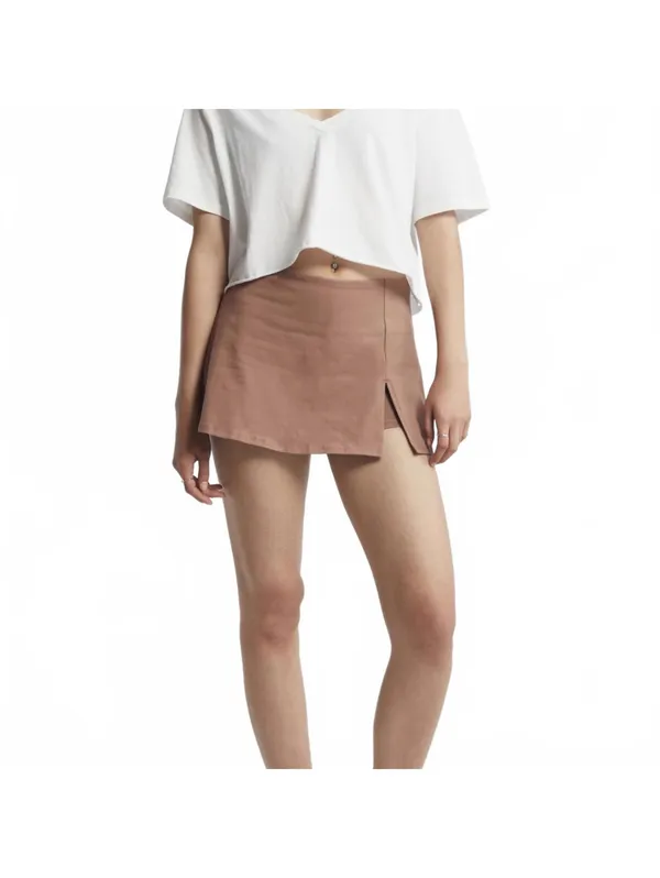 BP Cotton Knit Mini Skort Brown Topaz Size Small - Image 3