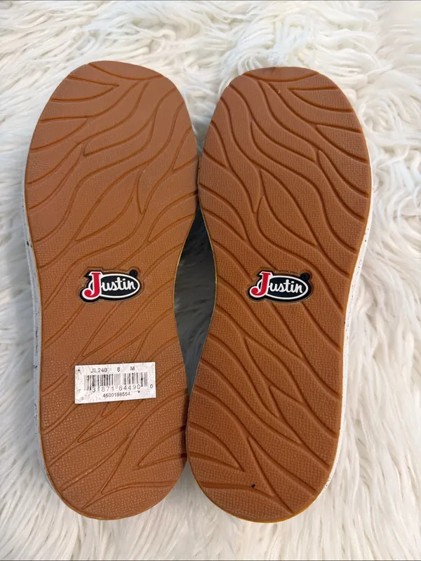 Justin Boots Brown Leather Slip-On Loafers with White Midsoles size 8 BNWOT - Image 5