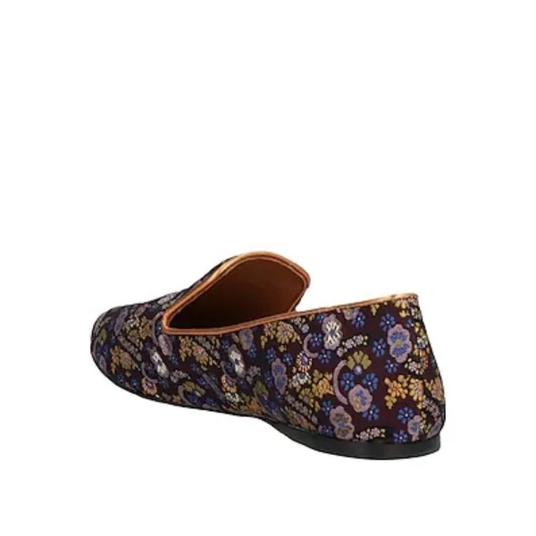 Tory Burch Jacquard Smoking Slipper Loafer Plum Gold Floral Size 7 NIB‎ - Image 4