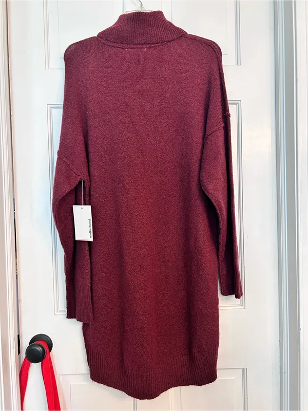 Motherhood Burgundy Turtleneck Longline Sweater Dress large - Image 2