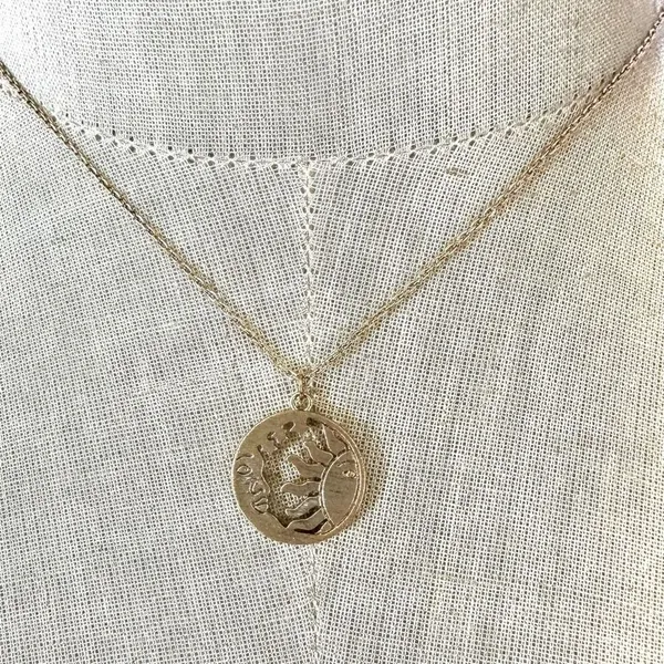 Gold tone Sun and Moon Disc Necklace - Image 2
