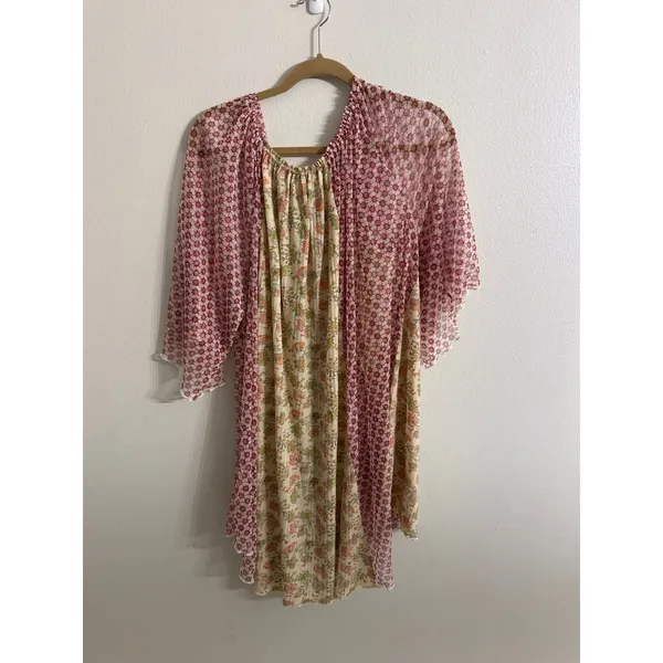 Free People Because I Love You Sheer Tunic Top Wide Sleeve Floral Womens Medium - Image 4