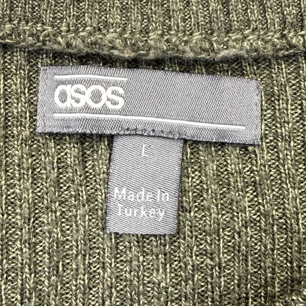 ASOS Womens Olive Green Ribbed‎ Full Zip Cardigan Sweater Size L - Image 3