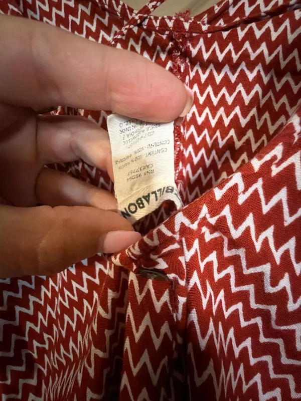 Billabong Red and White Chevron Zig Zag Print Long Sleeve Romper - Image 5