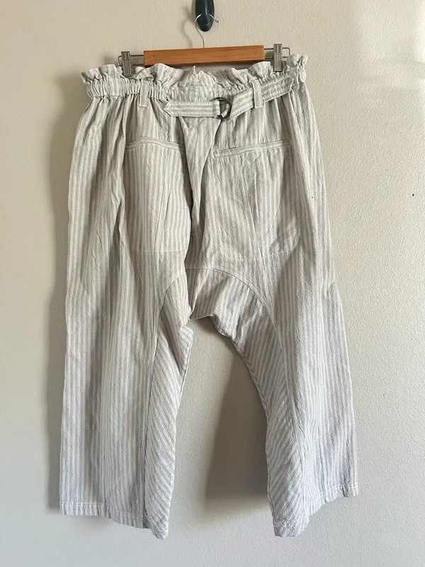 NWT Free People Runyon Oversize Stripe Pant Harem Sky Blue Drawstring XS - Image 4