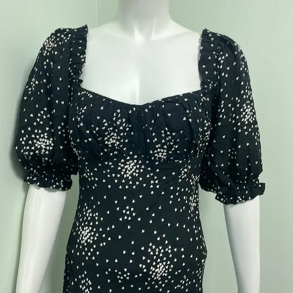 ANTHROPOLOGIE black and white mini heart print dress size small - Image 9