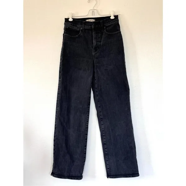Madewell The Perfect Vintage Wide Leg High-Rise Black Wash Jeans Sz 25 - Image 3