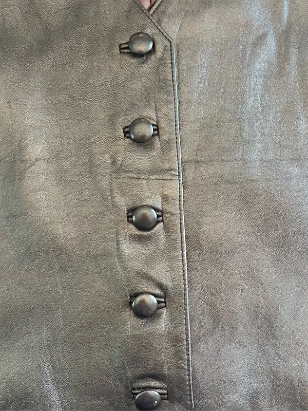 My Clothes Women’s Brown Metallic Genuine Leather Vest Size S Equestrian Preppy - Image 3