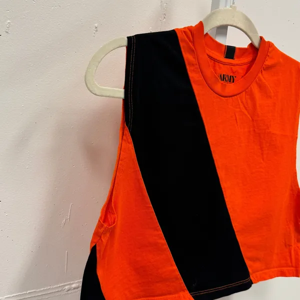 AARMY Women's Cropped Activewear Tank Top EJ1 Bright Orange Small‎ - Image 5