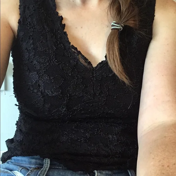 Vintage 90s Lace Tight Fit Tank Y2K early 2000s - Image 2