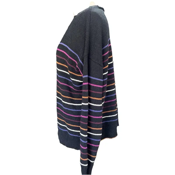 Allison Joy Evereve Multi Striped V-Neck Sweater Womens Colorful Knit Pullover - Image 3