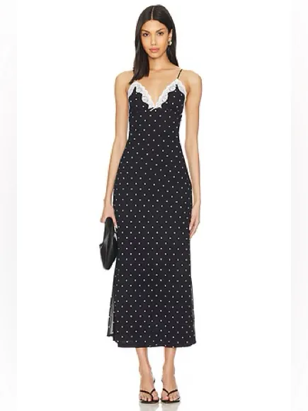 NIA Jasmine Dress Polka Dot Lace trim, S - Image 3
