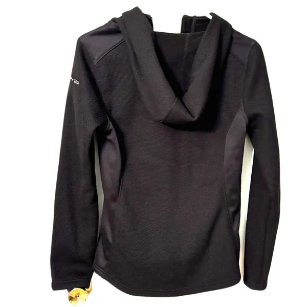 Spyder Black Textured Knit Full Zip Hooded Jacket Small Petite - Image 3