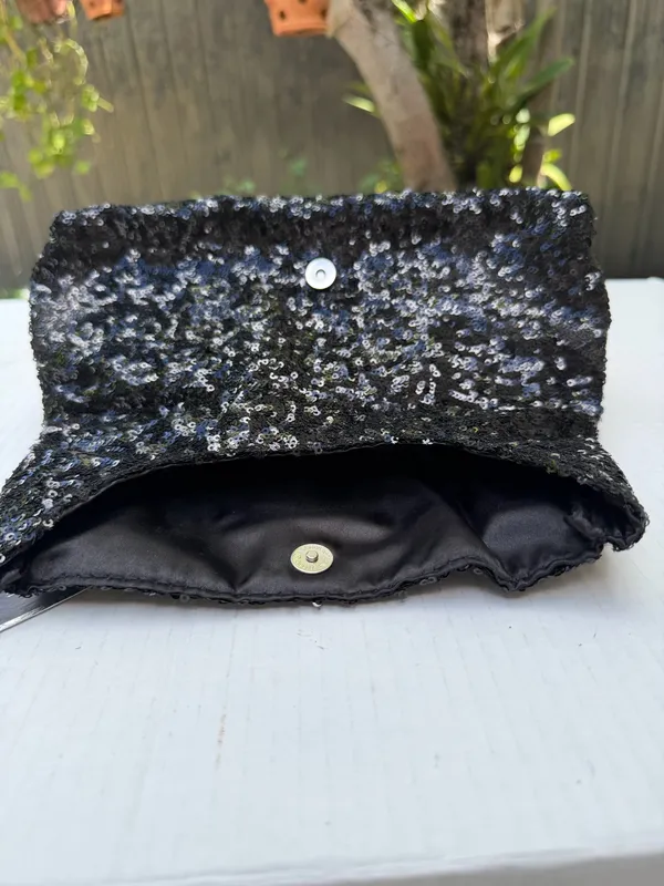 Victoria’s Secret Black Sequin Clutch Cosmetic Bag NWT Give Me VS Evening Pouch - Image 10