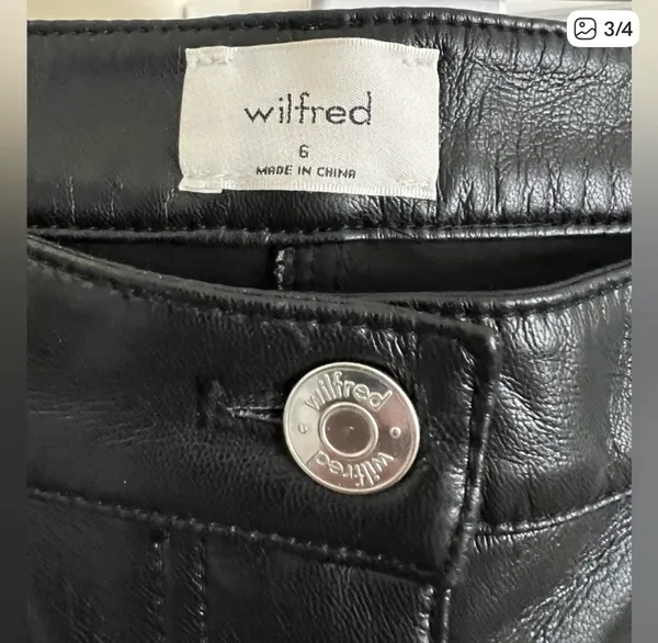 Aritzia Wilfred Melina Black Leather Pants - Image 3